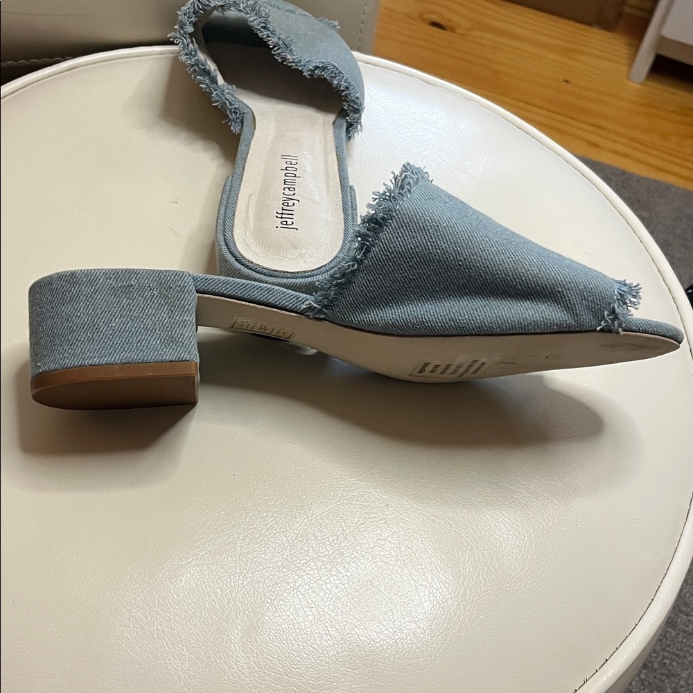 Anthropologie Jeffery Campbell Denim Slides Size 9 - Picture 7 of 12
